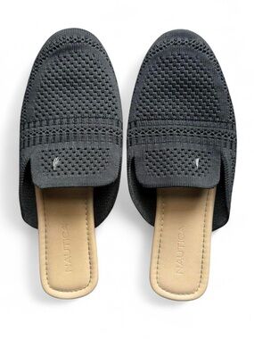 Nautica Black Mesh Slip On Mules Flats Size 8